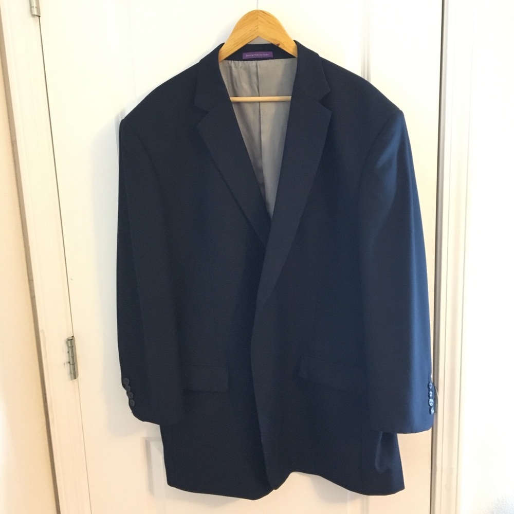 Vinci Black Polyester/Rayon Suit Coat. Sz 48L